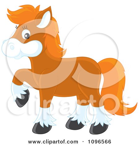Clipart Brown Pony With Orange Hair - Royalty Free Vector Illustration by Alex Bannykh