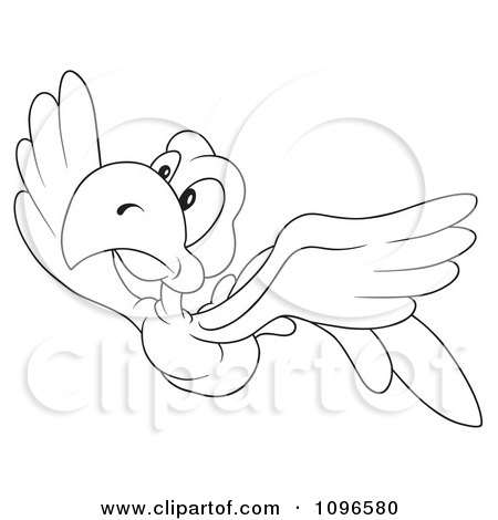 Clipart Outlined Parrot Flying - Royalty Free Vector Illustration by dero
