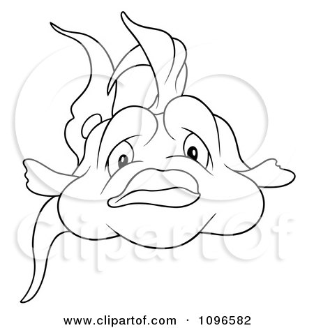 Clipart Outlined Sad Fish - Royalty Free Vector Illustration by dero