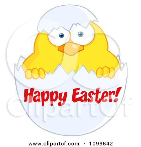 Clipart Happy Easter Chick In A Shell - Royalty Free Vector Illustration by Hit Toon