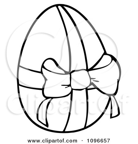 Clipart Outlined Easter Egg With A Ribbon And Bow - Royalty Free Vector Illustration by Hit Toon