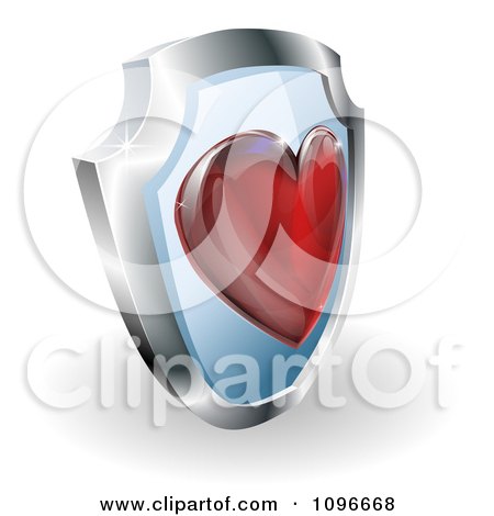 Clipart 3d Heart Shield - Royalty Free Vector Illustration by AtStockIllustration
