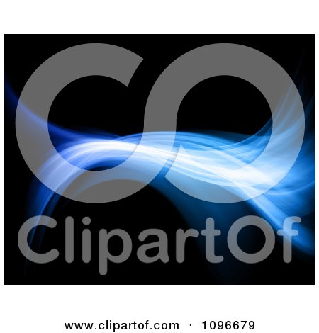 Clipart Blue Fractal Wave On Black Background - Royalty Free Illustration by KJ Pargeter