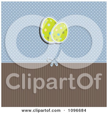 Clipart Retro Easter Egg Background With Blue Polka Dots And Brown Stripes - Royalty Free Vector Illustration by KJ Pargeter