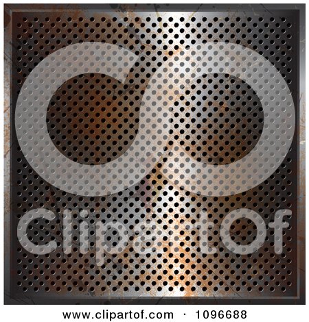 Clipart 3d Rusted Background Of Perforated Metal - Royalty Free Vector Illustration by KJ Pargeter