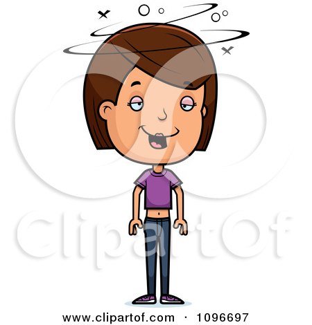 Clipart Drunk Brunette Adolescent Teenage Girl - Royalty Free Vector Illustration by Cory Thoman
