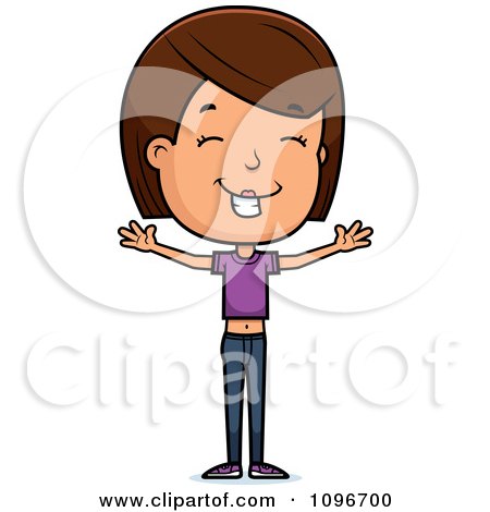 Clipart Happy Brunette Adolescent Teenage Girl - Royalty Free Vector Illustration by Cory Thoman