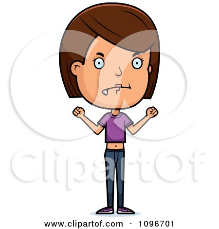 Clipart Mad Brunette Adolescent Teenage Girl - Royalty Free Vector Illustration by Cory Thoman