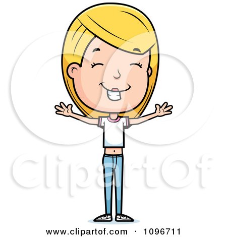 Clipart Happy Blond Adolescent Teenage Girl - Royalty Free Vector Illustration by Cory Thoman