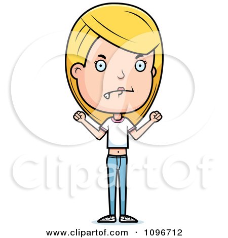 Clipart Mad Blond Adolescent Teenage Girl - Royalty Free Vector Illustration by Cory Thoman