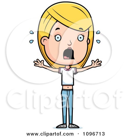 Clipart Scared Blond Adolescent Teenage Girl - Royalty Free Vector Illustration by Cory Thoman