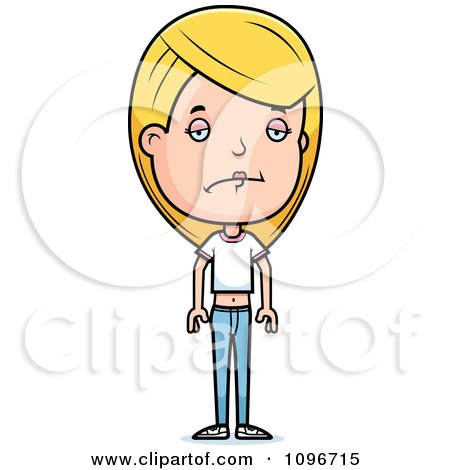 Clipart Sad Blond Adolescent Teenage Girl - Royalty Free Vector Illustration by Cory Thoman