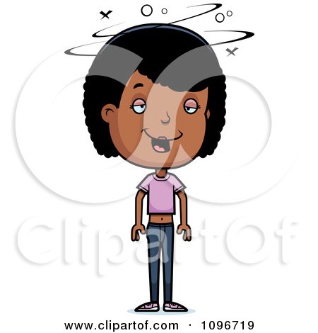 Clipart Drunk Black Adolescent Teenage Girl - Royalty Free Vector Illustration by Cory Thoman