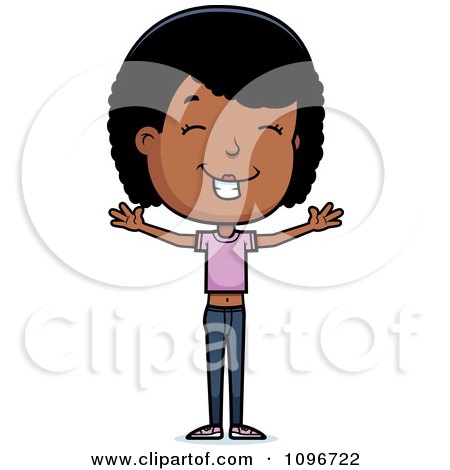 Clipart Happy Black Adolescent Teenage Girl - Royalty Free Vector Illustration by Cory Thoman