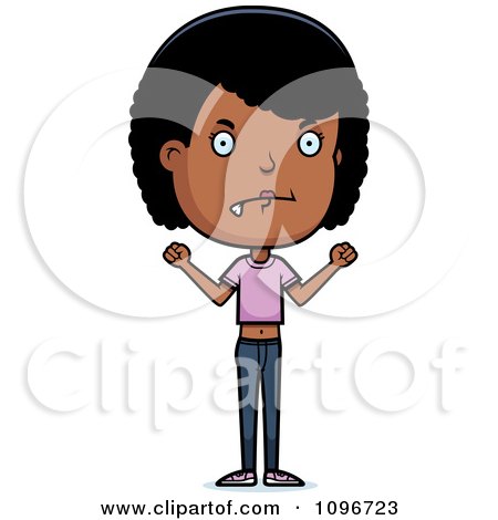 Clipart Mad Black Adolescent Teenage Girl - Royalty Free Vector Illustration by Cory Thoman
