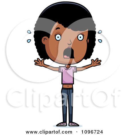 Clipart Scared Black Adolescent Teenage Girl - Royalty Free Vector Illustration by Cory Thoman
