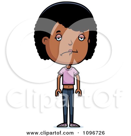 Clipart Depressed Black Adolescent Teenage Girl - Royalty Free Vector Illustration by Cory Thoman