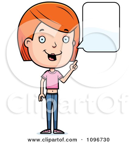 Clipart Red Head Adolescent Teenage Girl Talking - Royalty Free Vector Illustration by Cory Thoman