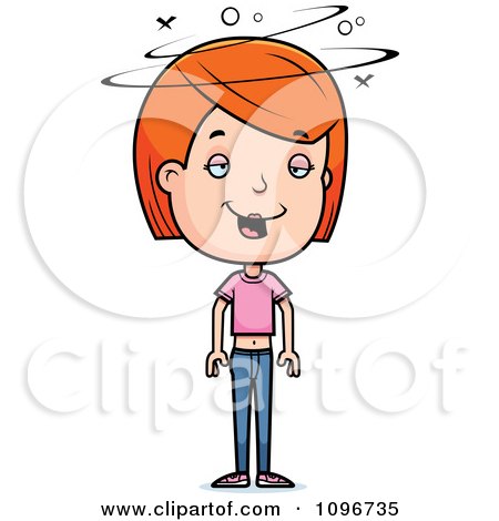 Clipart Drunk Red Head Adolescent Teenage Girl - Royalty Free Vector Illustration by Cory Thoman