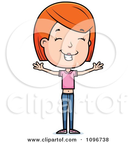 Clipart Happy Red Head Adolescent Teenage Girl - Royalty Free Vector Illustration by Cory Thoman