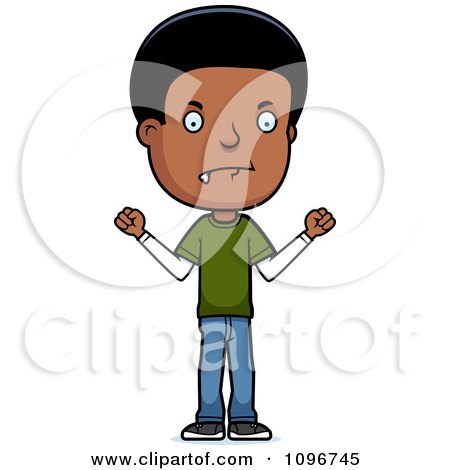 Clipart Mad Black Adolescent Teenage Boy - Royalty Free Vector Illustration by Cory Thoman