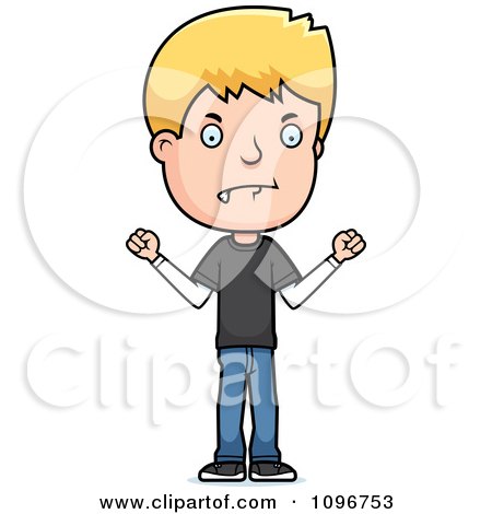 Clipart Mad Blond Adolescent Teenage Boy - Royalty Free Vector Illustration by Cory Thoman