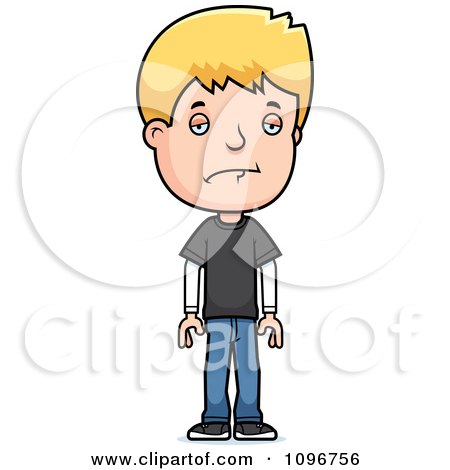 Clipart Depressed Blond Adolescent Teenage Boy - Royalty Free Vector Illustration by Cory Thoman