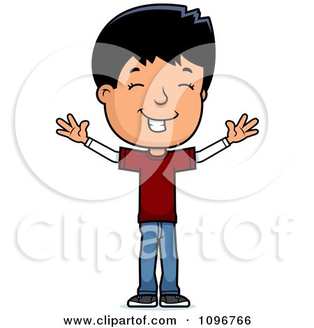 Clipart Happy Adolescent Teenage Boy With Open Arms - Royalty Free Vector Illustration by Cory Thoman