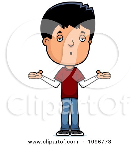 Clipart Careless Adolescent Teenage Boy Shrugging - Royalty Free Vector Illustration by Cory Thoman