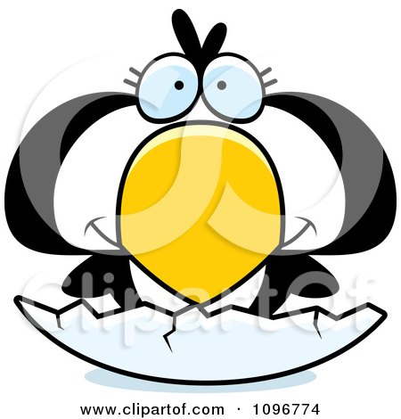 Clipart Penguin Chick Hatching From An Egg - Royalty Free Vector Illustration by Cory Thoman