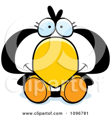 Clipart Cute Penguin Chick Sitting - Royalty Free Vector Illustration by Cory Thoman
