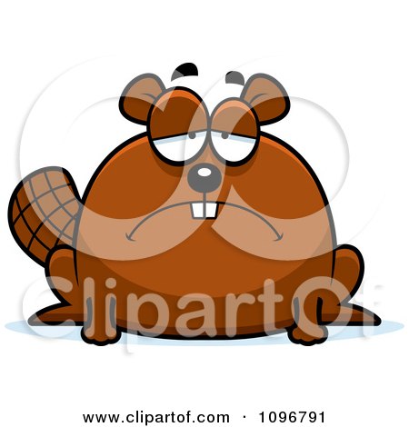 Clipart Depressed Chubby Beaver - Royalty Free Vector Illustration by Cory Thoman