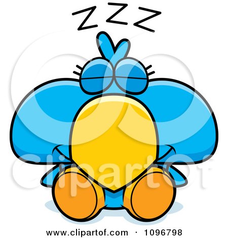 Clipart Sleeping Blue Bird Chick - Royalty Free Vector Illustration by Cory Thoman