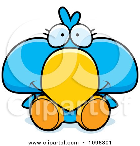 Clipart Cute Blue Bird Chick Sitting - Royalty Free Vector Illustration by Cory Thoman