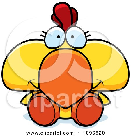 Clipart Cute Yellow Rooster Chick Sitting - Royalty Free Vector Illustration by Cory Thoman