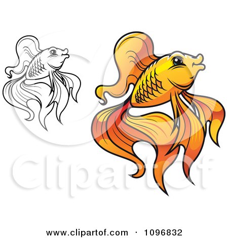 Clipart Orange And Black And White Goldfish - Royalty Free Vector Illustration by Vector Tradition SM