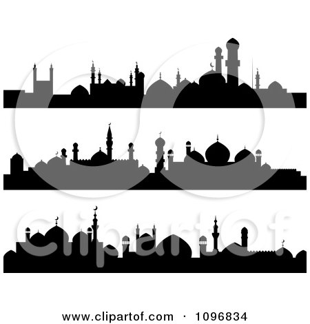 Clipart Black And White Mosque Banners - Royalty Free Vector Illustration by Vector Tradition SM
