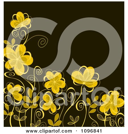 Clipart Background Of Yellow Flowers On Brown - Royalty Free Vector Illustration by Vector Tradition SM