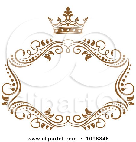 Clipart Gold Ornate Swirl Frame With A Crown And Copyspace On White 1 - Royalty Free Vector Illustration by Vector Tradition SM