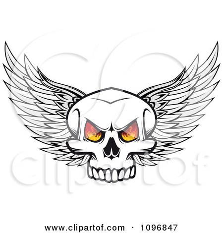 Clipart Winged Skull With Fiery Eyes - Royalty Free Vector Illustration by Vector Tradition SM