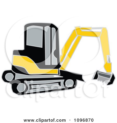 Clipart Black And Yellow Earth Mover Excavator - Royalty Free Vector Illustration by Dennis Holmes Designs