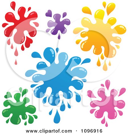 Clipart Colorful Paint Splatters - Royalty Free Vector Illustration by visekart