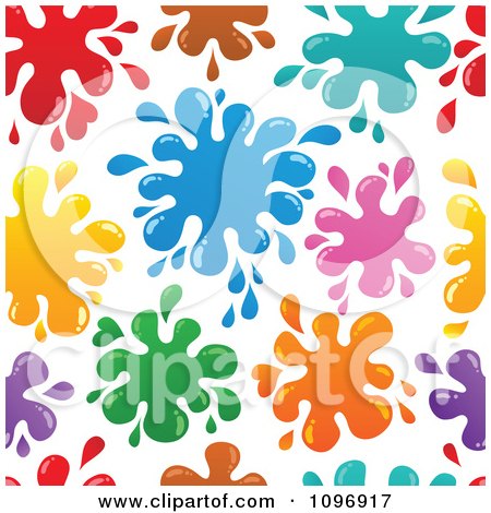 Clipart Seamless Background Of Colorful Paint Splatters - Royalty Free Vector Illustration by visekart