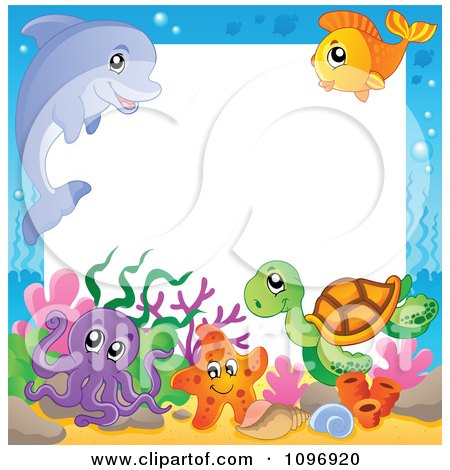 Clipart Frame Of Cute Sea Animals - Royalty Free Vector Illustration by visekart