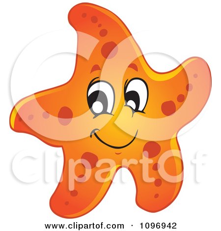 Clipart Happy Orange Starfish - Royalty Free Vector Illustration by visekart
