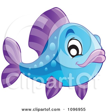 Clipart Happy Blue And Purple Fish - Royalty Free Vector Illustration by visekart