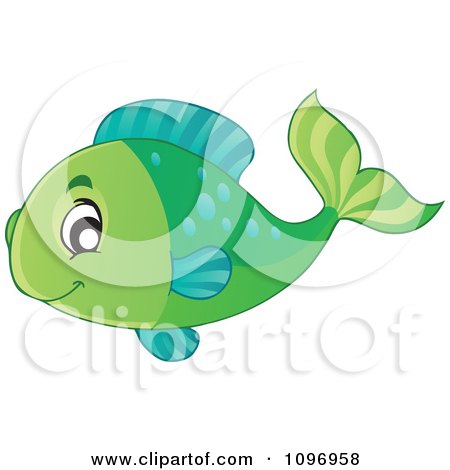 Clipart Happy Green Fish - Royalty Free Vector Illustration by visekart
