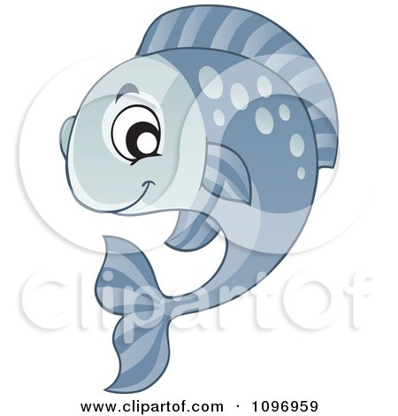 Clipart Happy Gray Fish - Royalty Free Vector Illustration by visekart