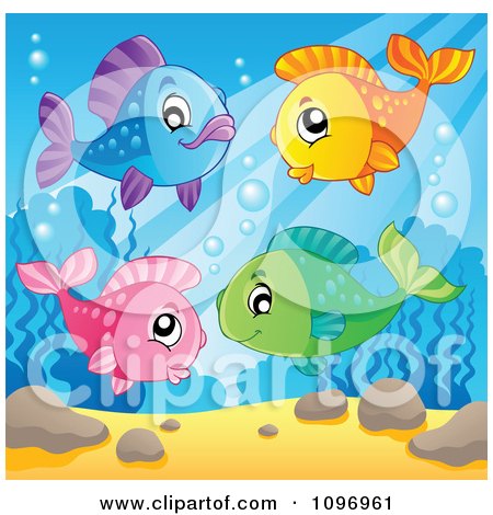 Clipart Happy Colorful Fish Underwater - Royalty Free Vector Illustration by visekart