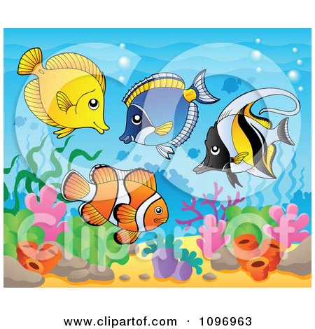 Clipart Tropical Saltwater Fish In The Sea - Royalty Free Vector Illustration by visekart